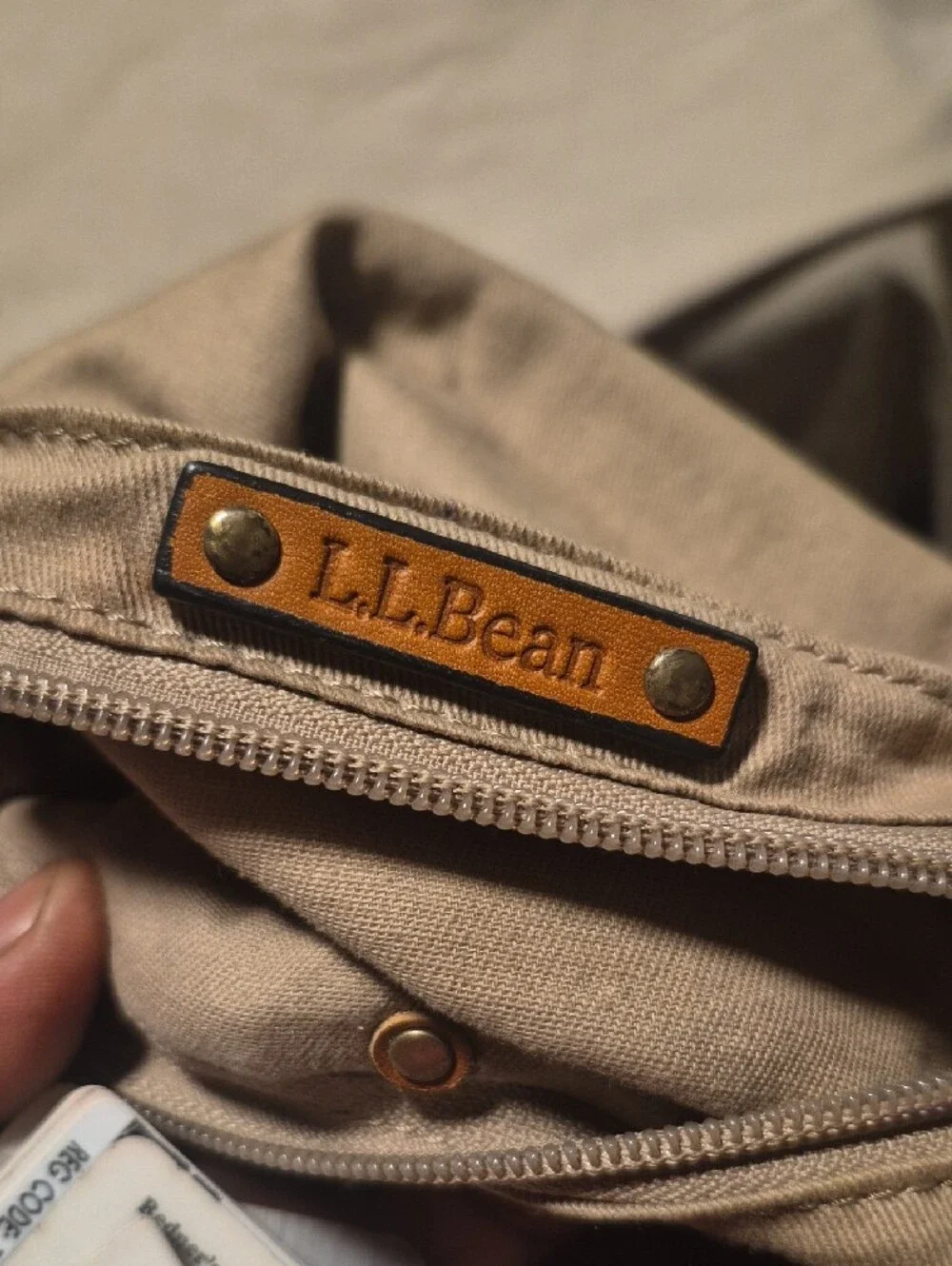 L.L. Bean Brown Leather and Gray Canvas Duffel Bag